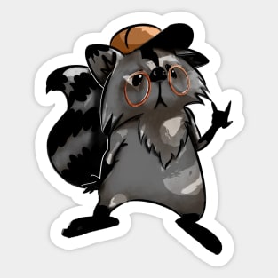 raccoon with glasses Sticker